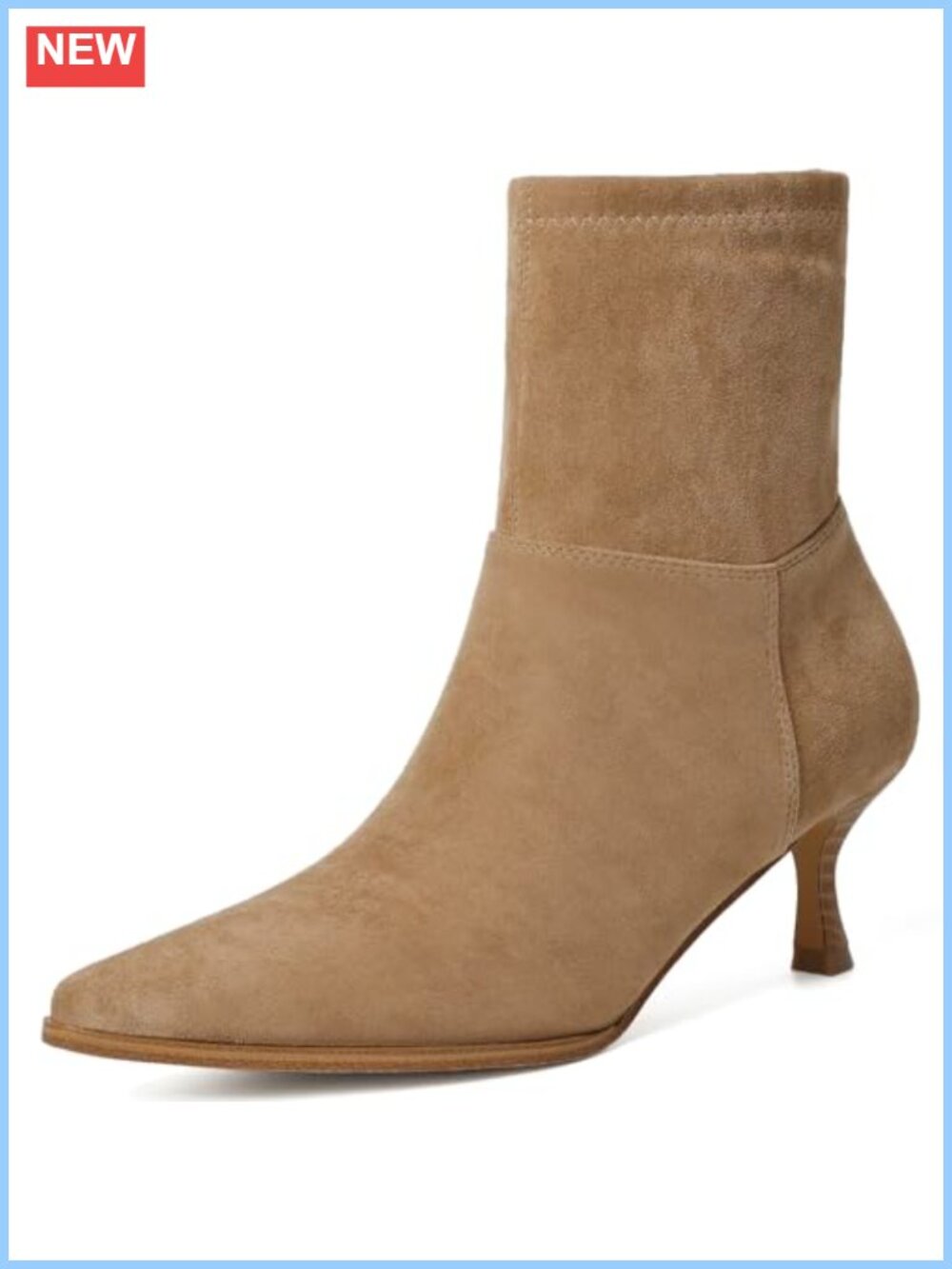 Kitten Heel Pointed Toe Ankle Booties Faux Leather Comfort Zip